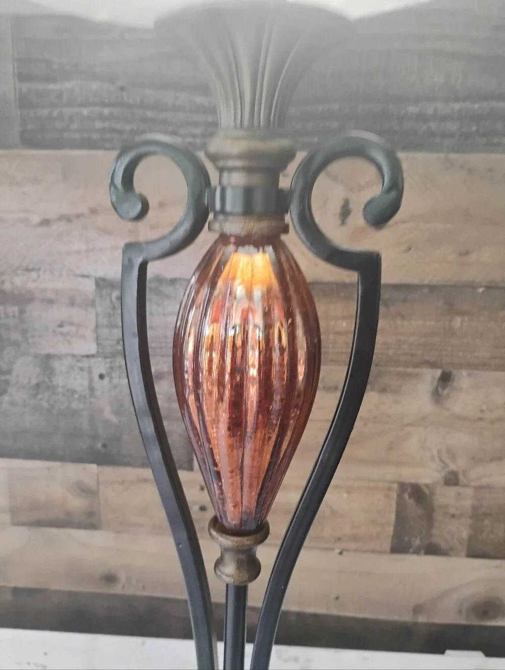 Elegant Table Lamp with Bell Shade and Mercury Glass Accent